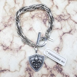 Stigma Silver Tone Rope Chain Bracelet, FleurdeLis